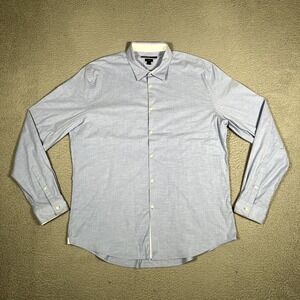 John Varvatos Shirt Mens XL Blue Striped Luxe Slim Fit Casual Preppy‎ Button Up